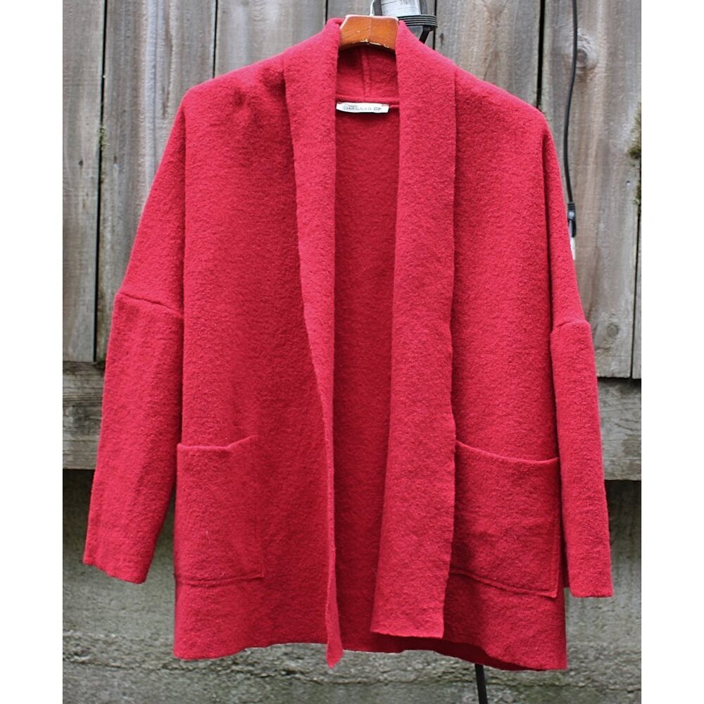 Eva Tralala Paris - Boiled Wool Shawl Collar Jacket - color Red, XL